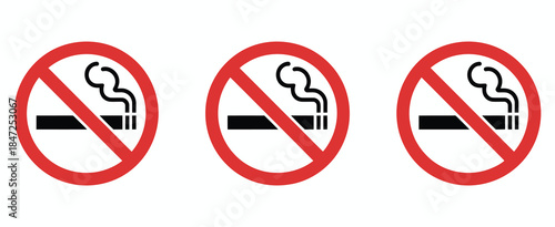 No Smoking Sign Symbol, a clean vector illustration featuring a red crossed-out cigarette, ideal for public safety, signage