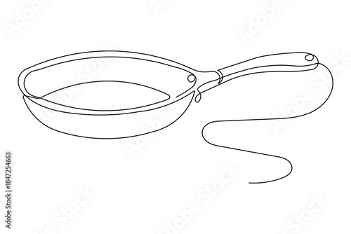 Continuous line drawing of a frying pan icon minimalist design