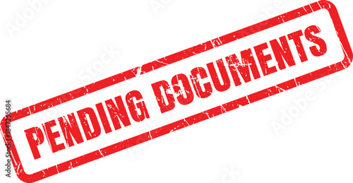 Red distressed rubber stamp displays the important text pending documents on white