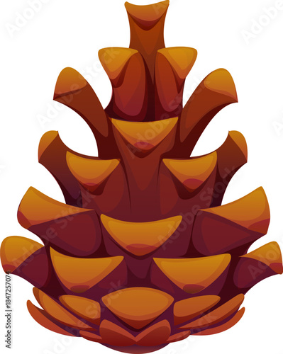 Merry Christmas cartoon pine cone decoration or element. Xmas festive element, merry Christmas celebration isolated vector natural decoration. Winter season holiday forest pine tree cone