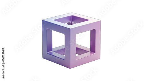 Abstract 3D Cube Rendered on White Background