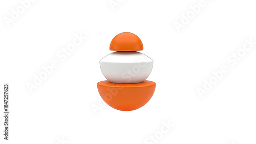 Abstract 3D Stacked Shapes on White Background