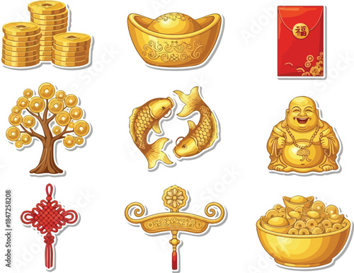 Auspicious Symbols Golden Treasures and Traditional Charms for Good Fortune