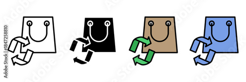 Thrift Shop icon multiple. icon set. Clothing Hanger, Shopping Bag, Price Tag, Cash Register, Dollar Sign, Donation Box, Vintage Dress, Sewing Machine, Recycling Symbol, Furniture, Shopping Cart, T S