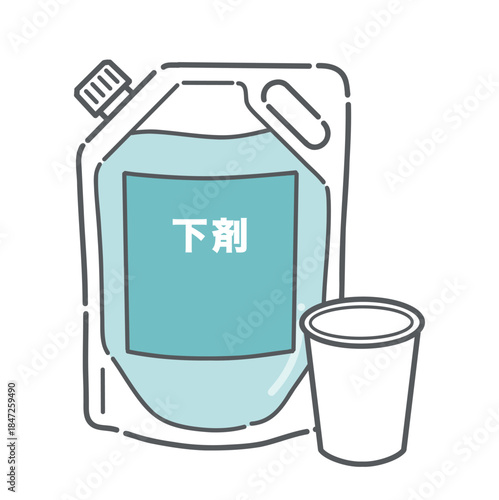 大腸カメラ検査用の下剤（腸管洗浄剤）とコップのイラスト