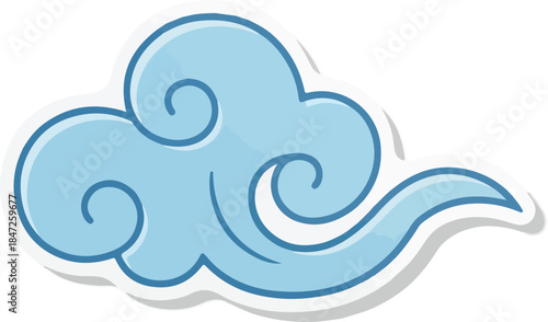 Stylized Light Blue Cloud with Curling Details