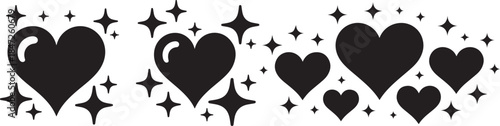 Hearts and stars sparkling symbols romantic love symbols graphic elements festive celebration