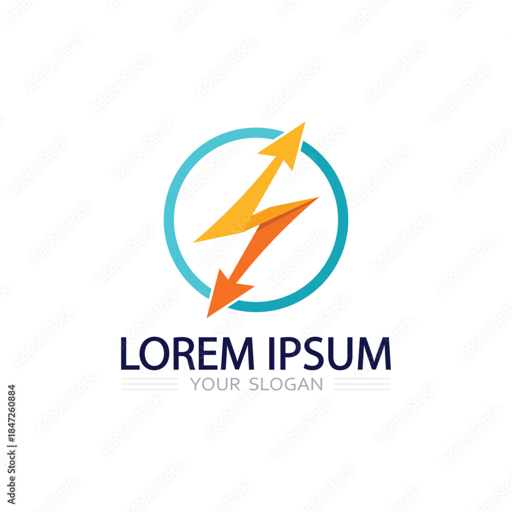 Fototapeta premium Thunder Energy Icon Combined with Sharp Lightning Elements for Innovative Business Logo