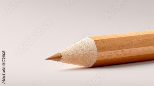 Close-Up of a Sharpened Wooden Pencil with a Smooth Lead Tip on a Soft Beige Surface for Artistic and Educational Purposes