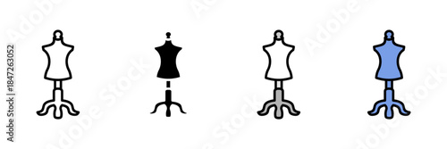 Thrift Shop icon multiple. icon set. Clothing Hanger, Shopping Bag, Price Tag, Cash Register, Dollar Sign, Donation Box, Vintage Dress, Sewing Machine, Recycling Symbol, Furniture, Shopping Cart, T S