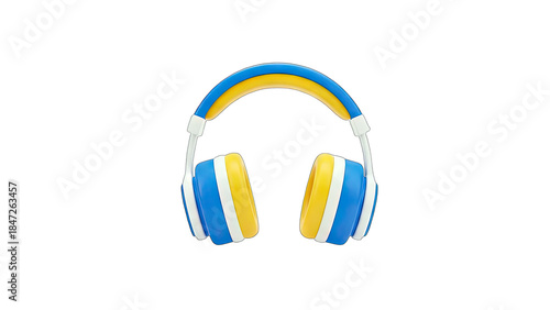 Colorful Headphones Isolated on White Background