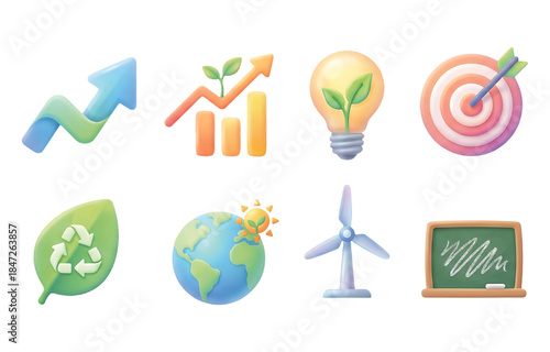 Sustainable Business Growth Icon Concepts Set