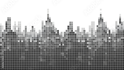 pixelated city skyline made of small squares vector background 