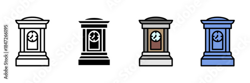 Thrift Shop icon multiple. icon set. Clothing Hanger, Shopping Bag, Price Tag, Cash Register, Dollar Sign, Donation Box, Vintage Dress, Sewing Machine, Recycling Symbol, Furniture, Shopping Cart, T S