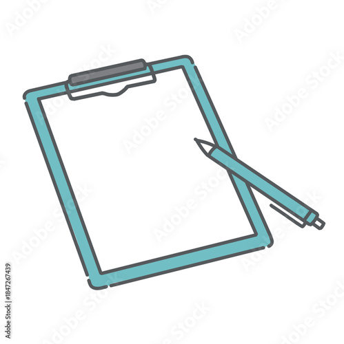 医療用クリップボードとペンのイラスト（問診票・チェックシート）