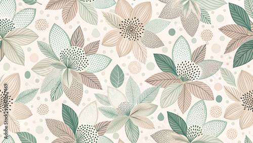 Seamless floral pattern with abstract petal shapes. Soft cream vector background 