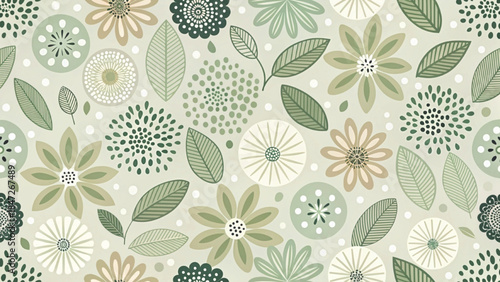 Seamless floral pattern with abstract petal shapes. Soft cream vector background 