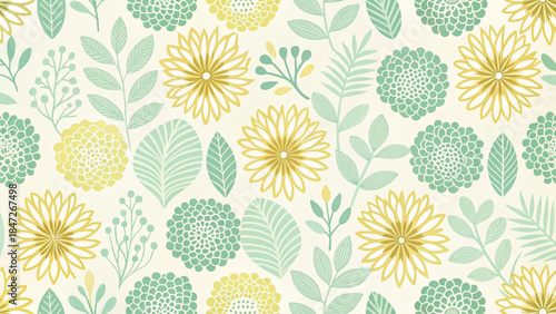 Seamless floral pattern with abstract petal shapes. Soft cream vector background 