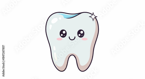 Cute Tooth with Sparkle Clean Effect