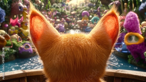 Animated cat, fantastical creatures