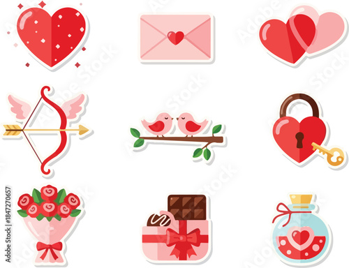 Charming Valentine's Day Clipart Set for Romantic Designs
