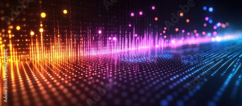 Colorful digital wave data flow, tech background