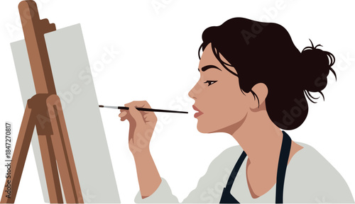 Artist Painting Canvas Easel Creative Portrait Artwork