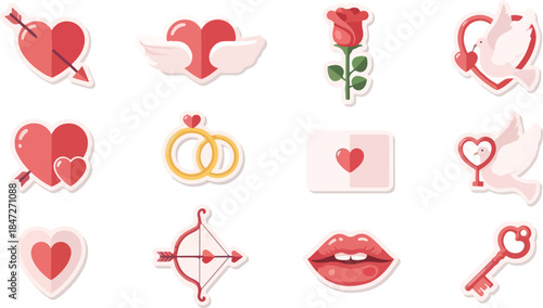 Romantic Love Icons A Collection of Vector Graphics for Valentine's Day