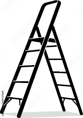 Black A-Frame Ladder Vector Isolated Object Minimalist Design