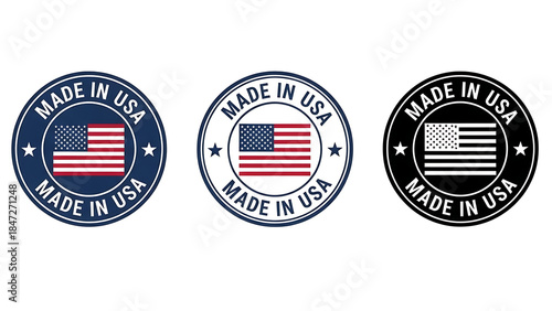 Made in usa label with american flag