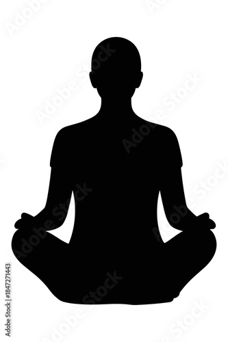 Silhouette of person meditating in lotus position for mindfulness and relaxation practice