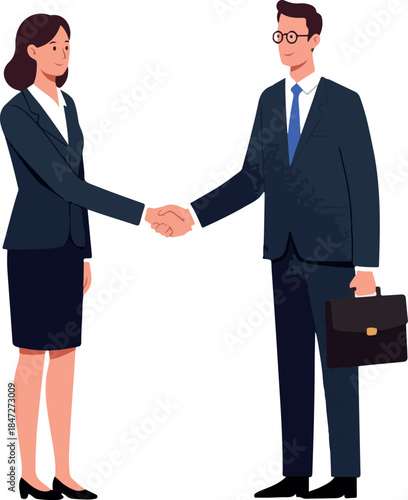 Business Professionals Shaking Hands Flat Design Isolated Vector