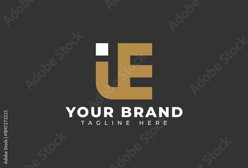 square linked letter i e simple logo design elements