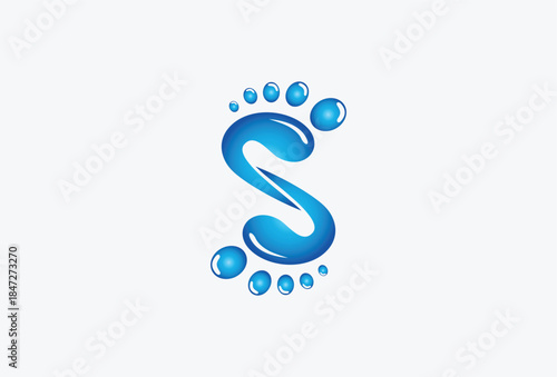 letter s with footprint icon logo design elements
