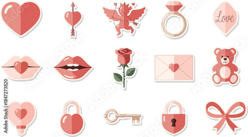 Romantic Vector Icons for Love and Valentine's Day Designs