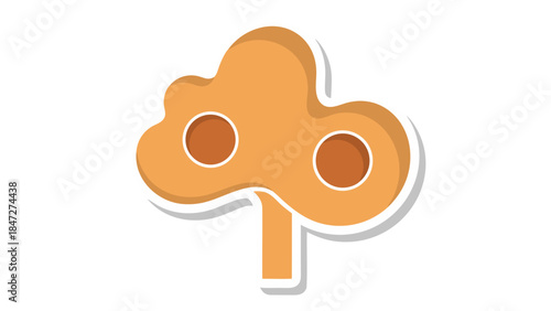 Abstract Orange Guitar Body Icon with Sound Holes
