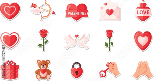 Romantic Vector Graphics for Valentine's Day Hearts, Roses, and Love