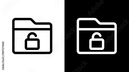 Folder Unlock With Icon Set Design