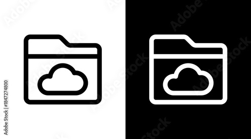 Folder Cloud With Icon Set Design