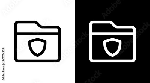Folder Shield With Icon Set Design
