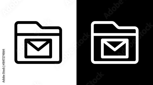 Folder Email With Icon Set Design