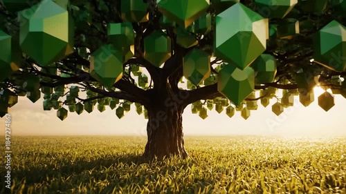 Low Poly Tree in a Field.