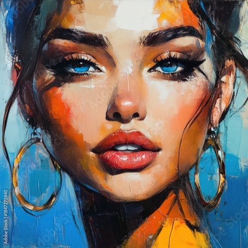 Vibrant portrait of a woman with striking blue eyes