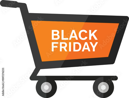 Black friday shopping cart sale promotion discount offer retail commerce online shopping retailer consumer vector