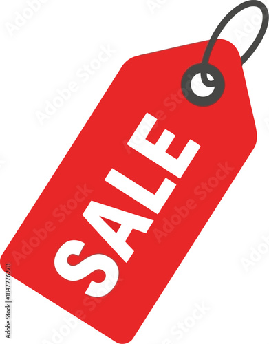 Bright red sale tag announcement exciting retail discount shopping event label graphic isolated vector