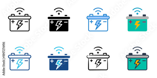 smart battery icons set multiple style vector collection. 
