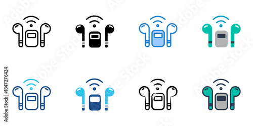 smart earphone icons set multiple style vector collection. 
