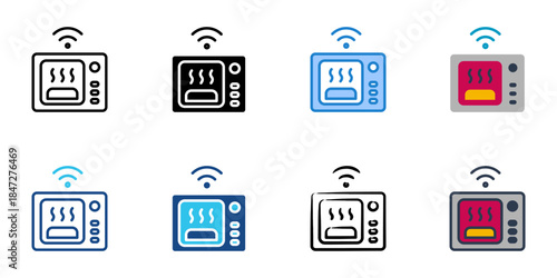 smart microwave icons set multiple style vector collection. 
