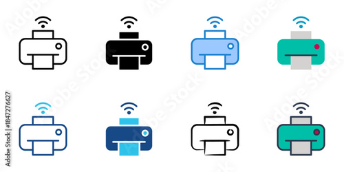 smart printer icons set multiple style vector collection. 
