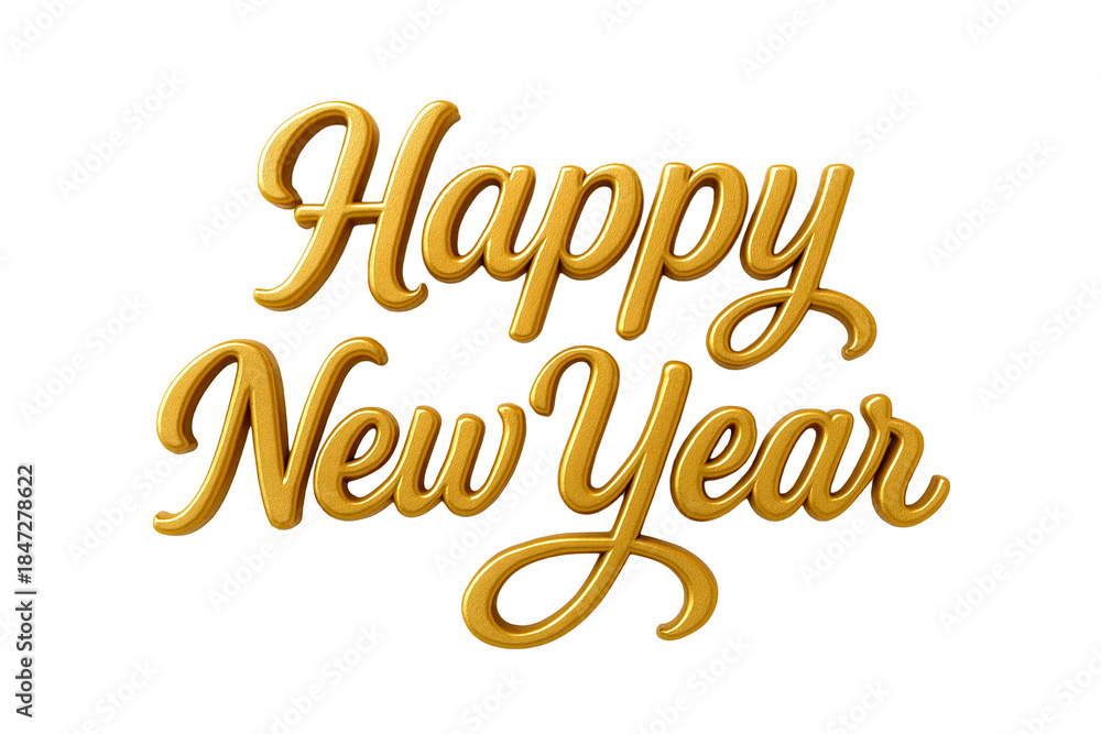 Fototapeta premium Gold 3D Happy New Year lettering